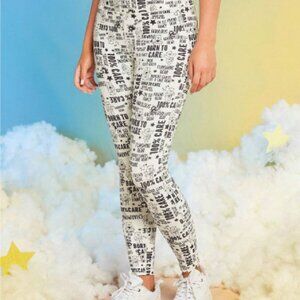 NEW SHEIN X Care Bears Letter Cartoon Bear Print Wide Waistband Sports Leggings